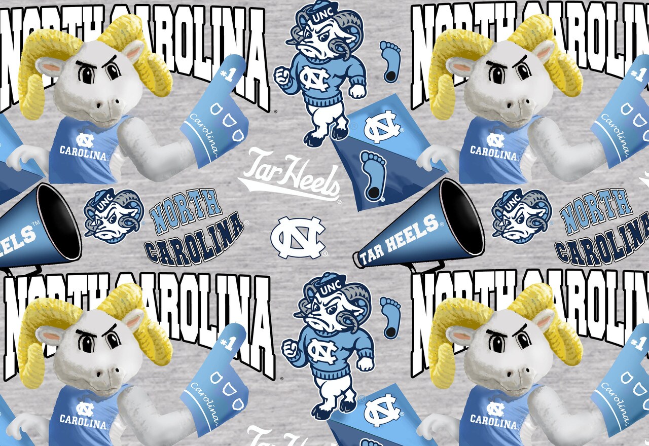 Sykel Enterprises-University of North Carolina Cotton Fabric-UNC Tar Heels Mascot Heather Cotton Quilting Fabric